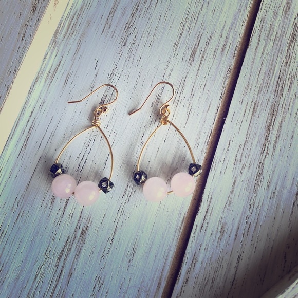 Salty Kiss Design Jewelry - Rose Quartz Earrings
